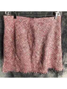 Banana Republic Womens Tweed Pink Fringe A Line Lined Skirt Faux Wrap Size 12